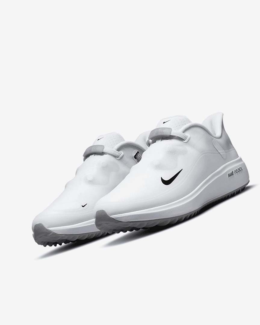 White / Light Grey / Black Women's Nike React Ace Tour Golf Shoes | UK3260