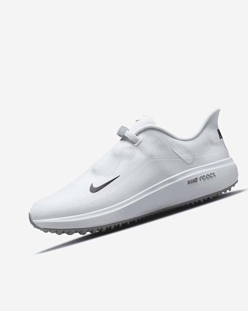 White / Light Grey / Black Women\'s Nike React Ace Tour Golf Shoes | UK3260