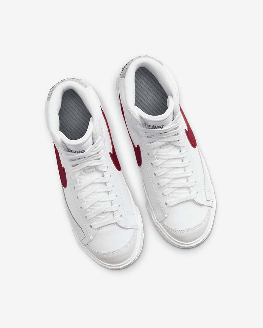 White / Light Grey / Red Boys' Nike Blazer Mid '77 Sneakers | UK5544