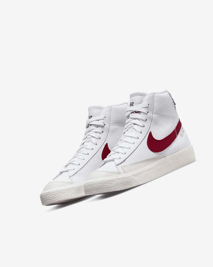 White / Light Grey / Red Boys' Nike Blazer Mid '77 Sneakers | UK5544