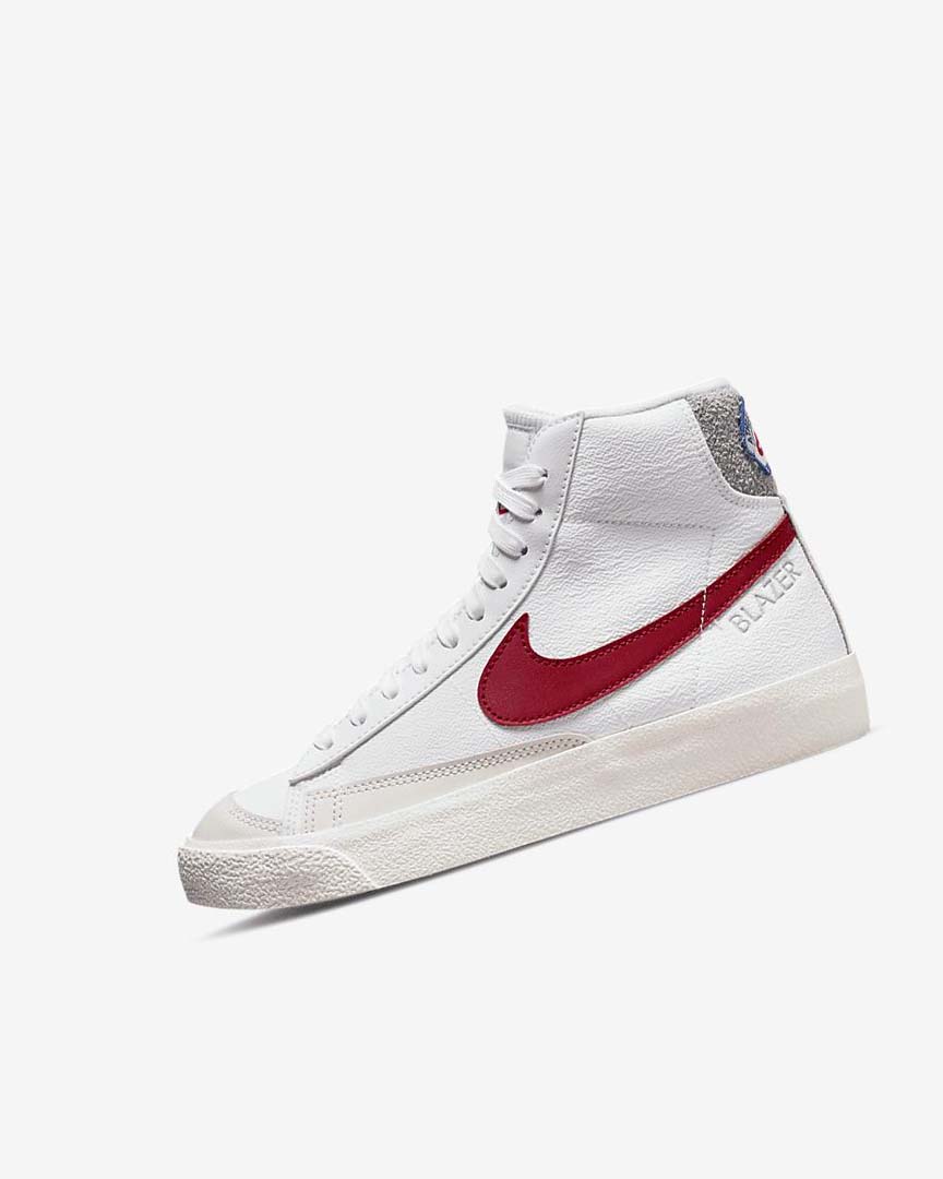 White / Light Grey / Red Boys\' Nike Blazer Mid \'77 Sneakers | UK5544