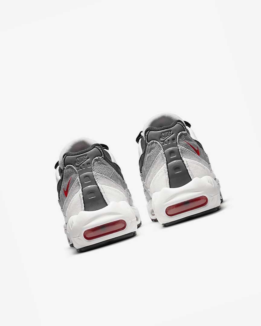 White / Light Grey / Red Men's Nike Air Max 95 Casual Shoes | UK5368