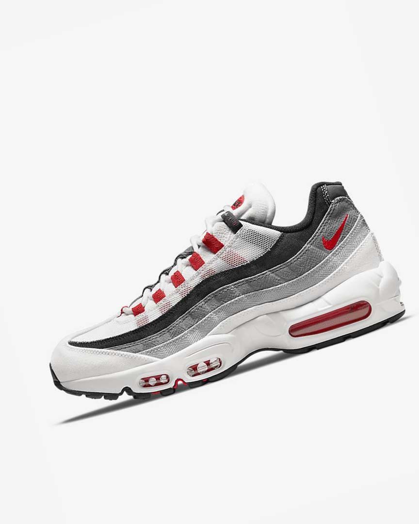 White / Light Grey / Red Men\'s Nike Air Max 95 Casual Shoes | UK5368