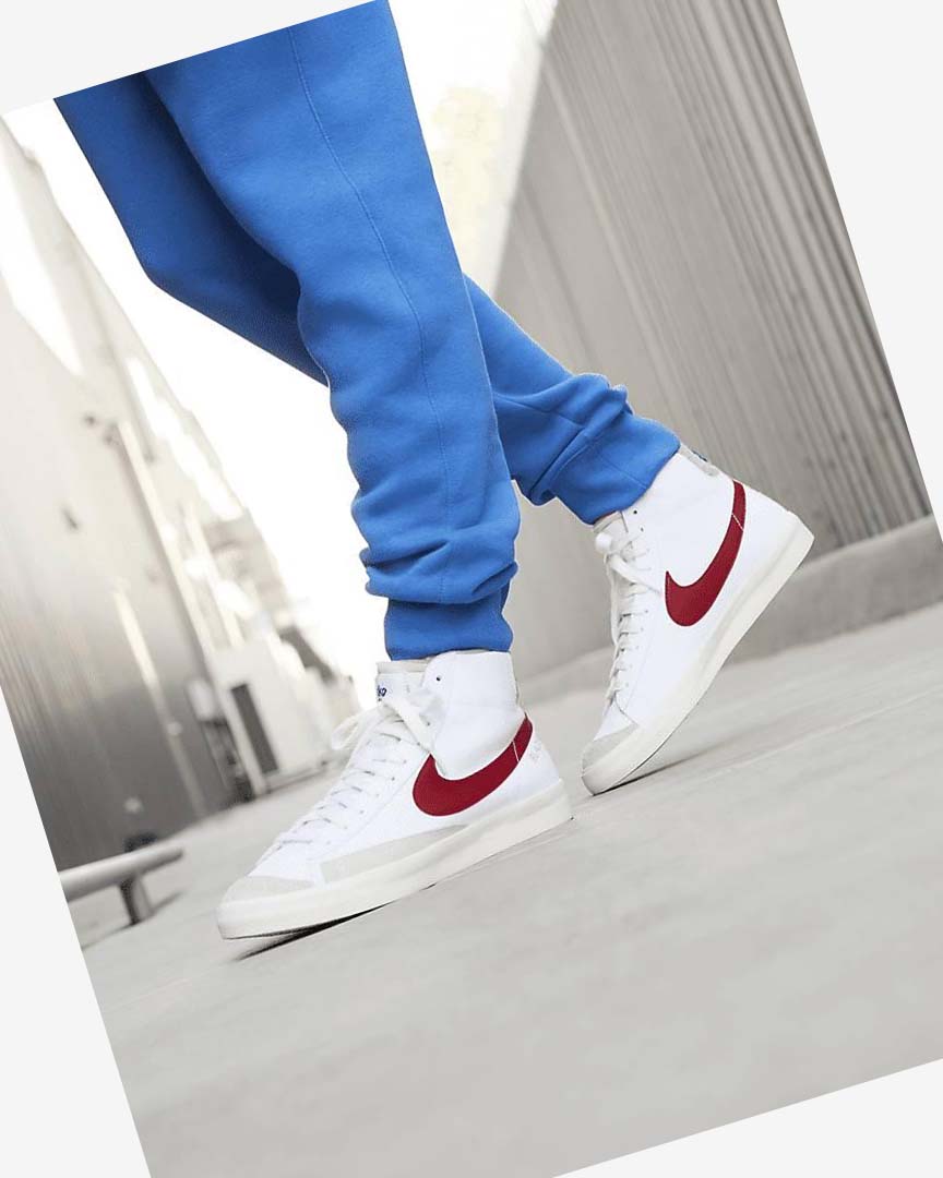 White / Light Grey / Red Men's Nike Blazer Mid '77 Sneakers | UK3131