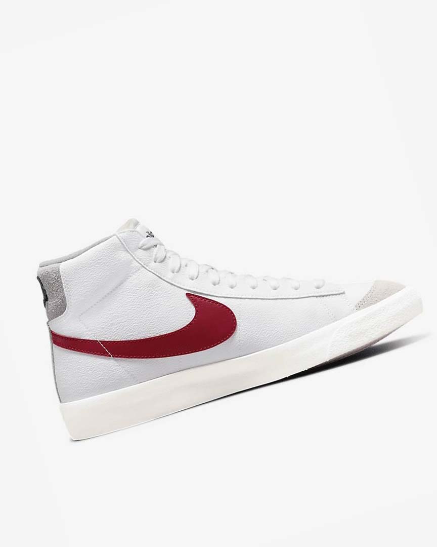 White / Light Grey / Red Men's Nike Blazer Mid '77 Sneakers | UK3131