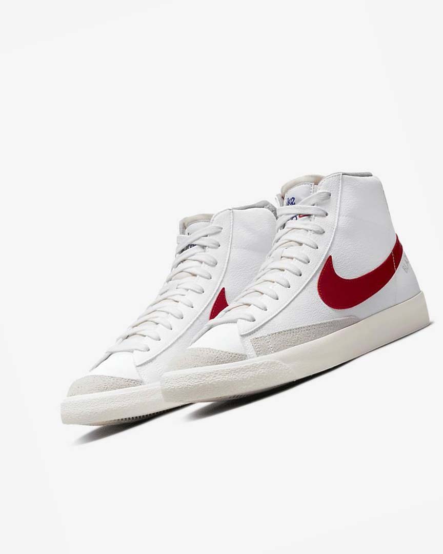 White / Light Grey / Red Men's Nike Blazer Mid '77 Sneakers | UK3131