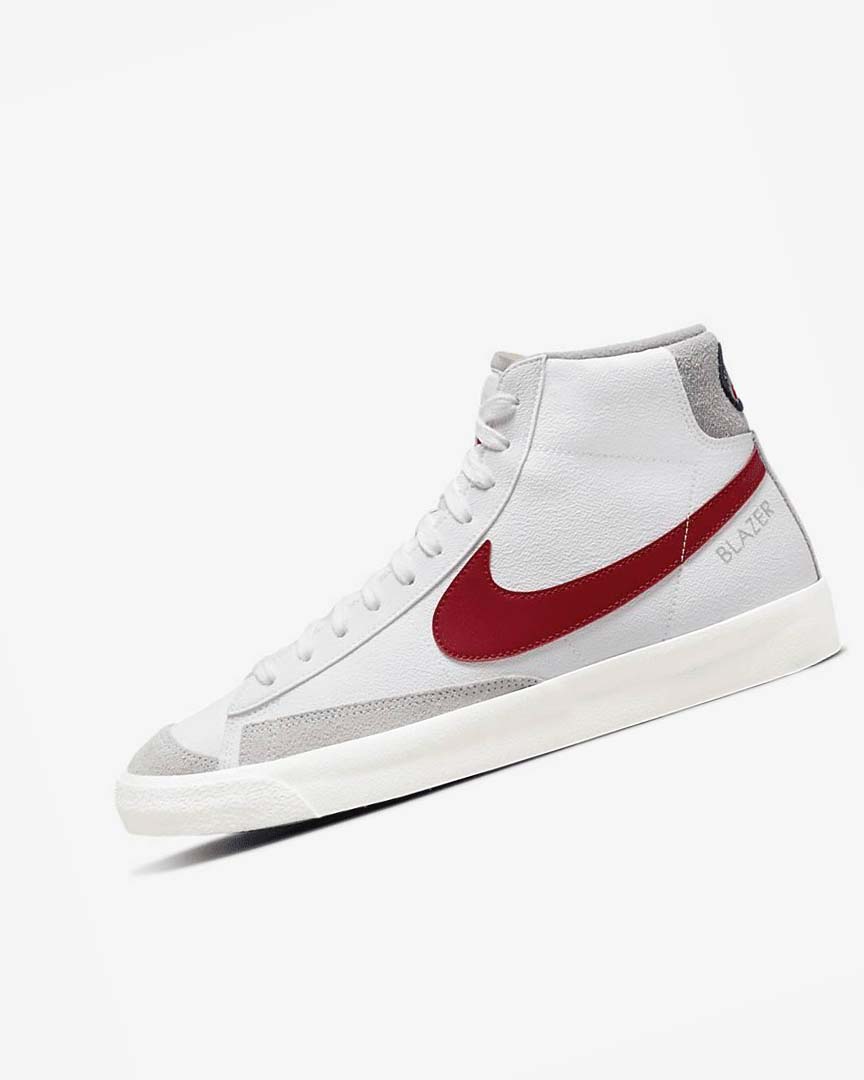 White / Light Grey / Red Men\'s Nike Blazer Mid \'77 Sneakers | UK3131