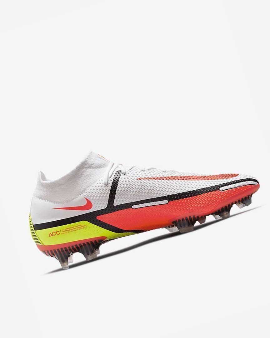 White / Light Red Men's Nike Phantom GT2 Dynamic Fit Elite FG Football Boots | UK2522