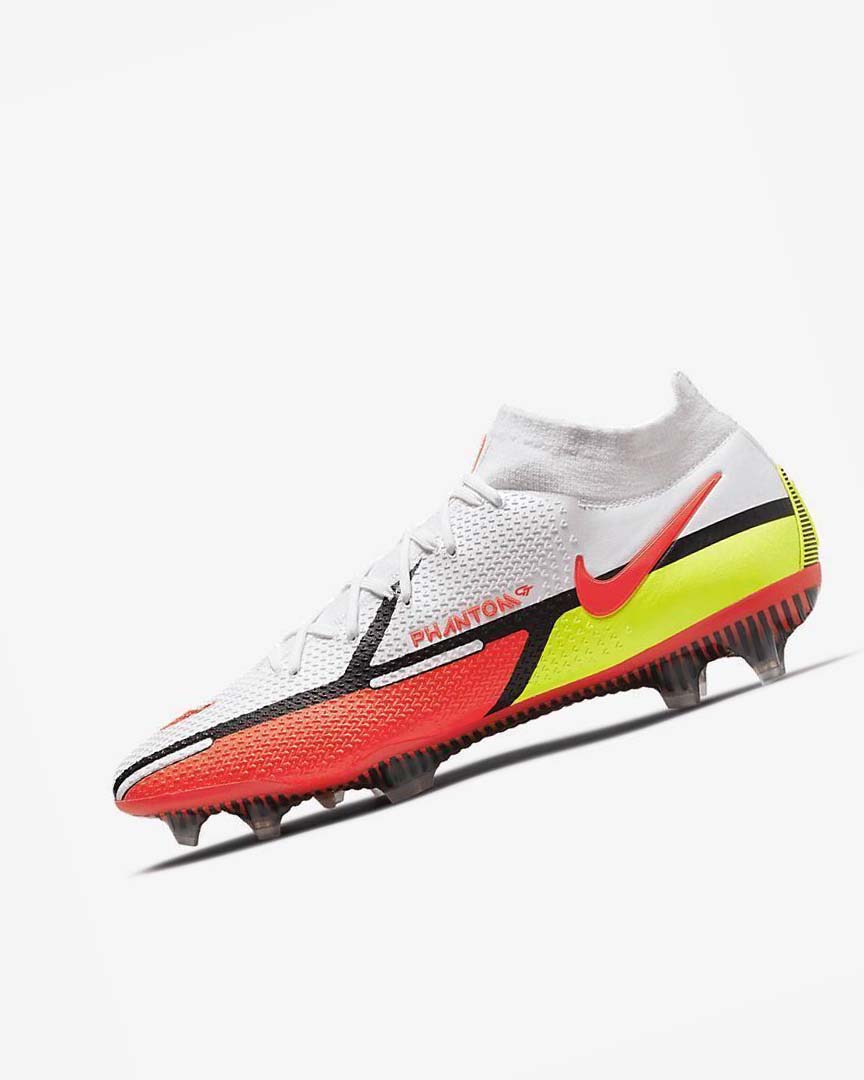 White / Light Red Men\'s Nike Phantom GT2 Dynamic Fit Elite FG Football Boots | UK2522