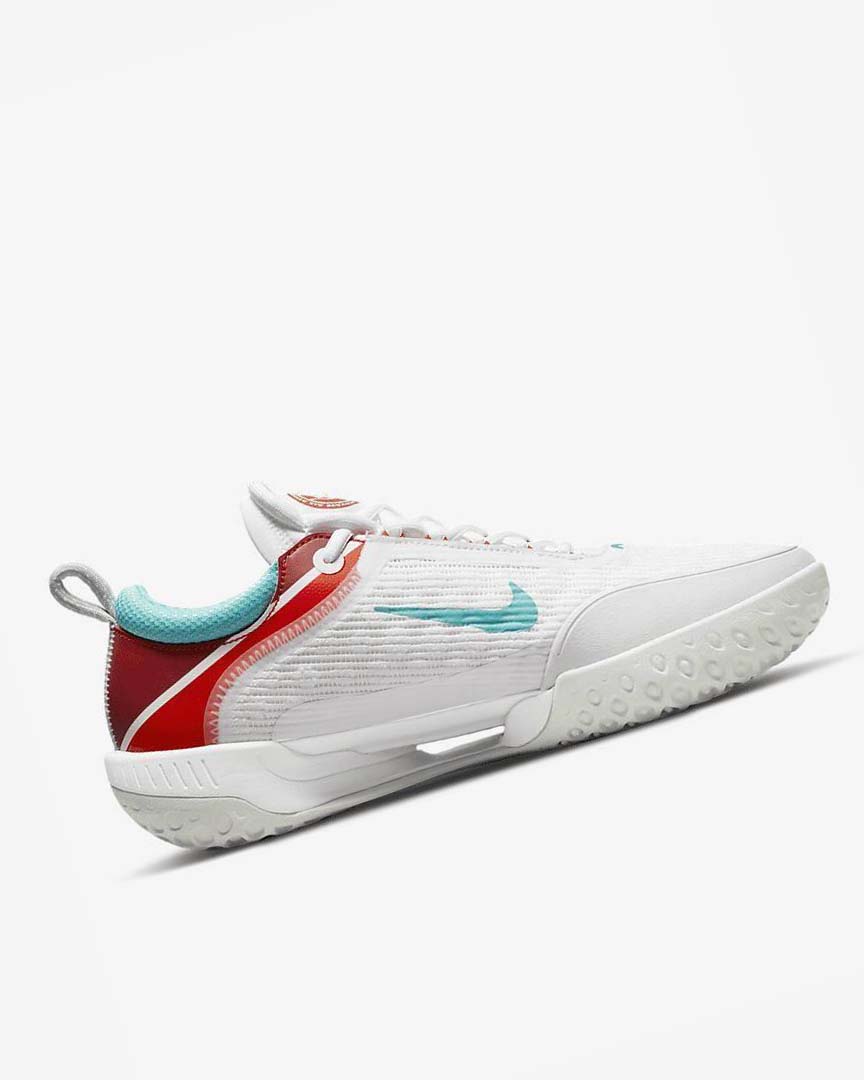 White / Light Silver / Red / Turquoise Men's Nike Court Zoom NXT Tennis Shoes | UK5524