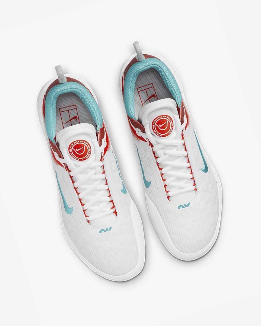 White / Light Silver / Red / Turquoise Men's Nike Court Zoom NXT Tennis Shoes | UK5524