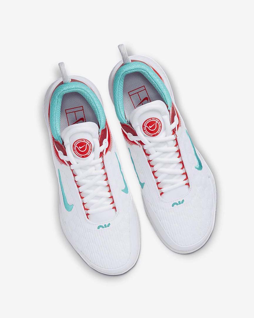 White / Light Silver / Red / Turquoise Women's Nike Court Zoom NXT Tennis Shoes | UK4984