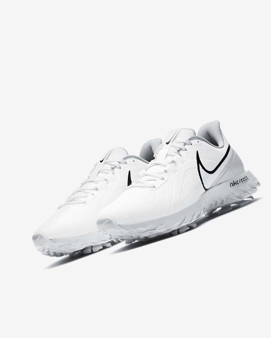 White / Metal Platinum / Black Women's Nike React Infinity Pro Golf Shoes | UK5546