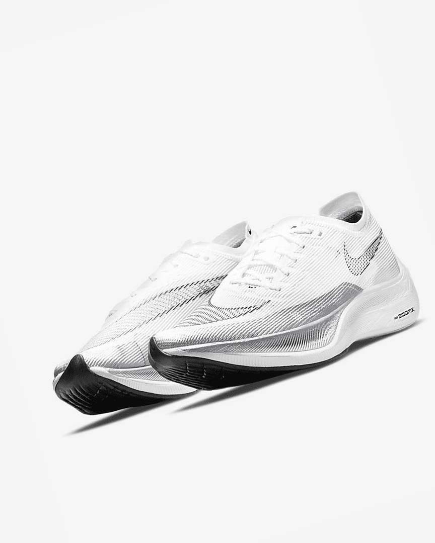 White / Metal Silver / Black Men's Nike ZoomX Vaporfly Next% 2 Running Shoes | UK5480