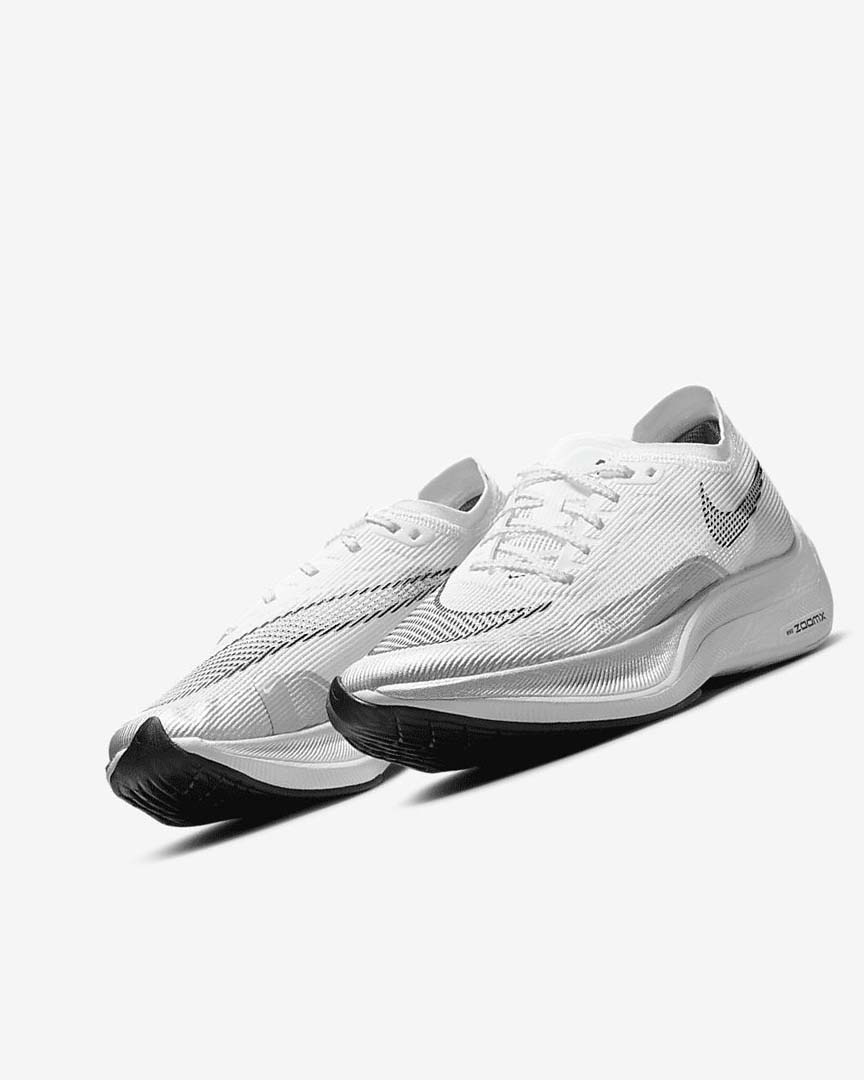 White / Metal Silver / Black Women's Nike ZoomX Vaporfly Next% 2 Running Shoes | UK2783