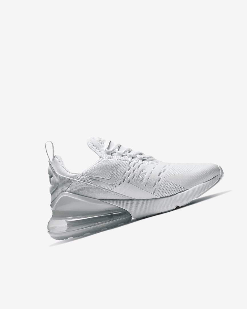 White / Metal Silver / White Boys' Nike Air Max 270 Casual Shoes | UK2579