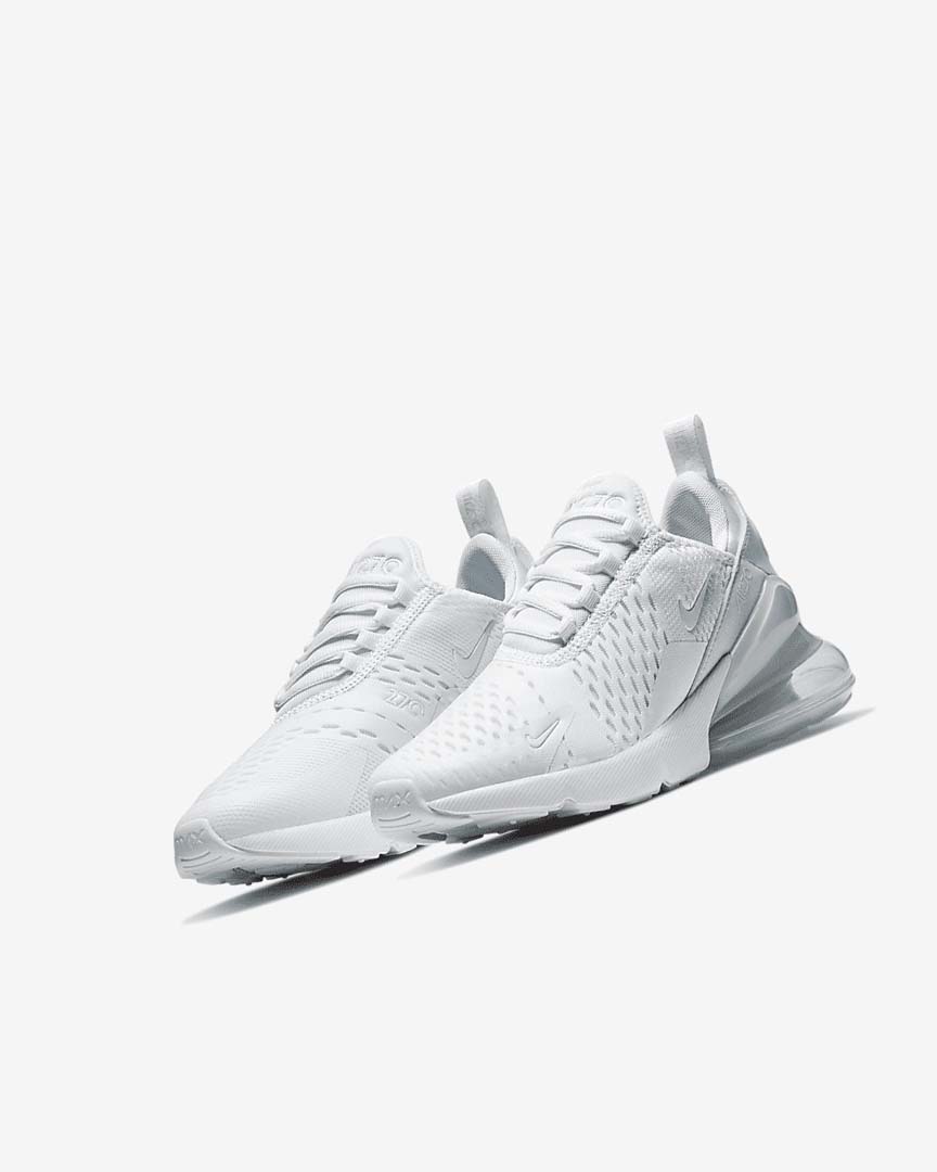 White / Metal Silver / White Boys' Nike Air Max 270 Casual Shoes | UK2579