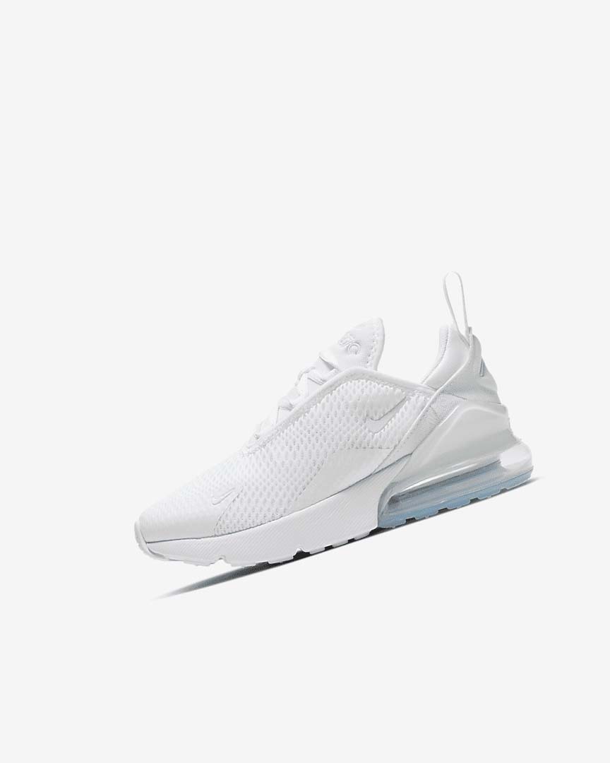 White / Metal Silver / White Boys\' Nike Air Max 270 Casual Shoes | UK2898