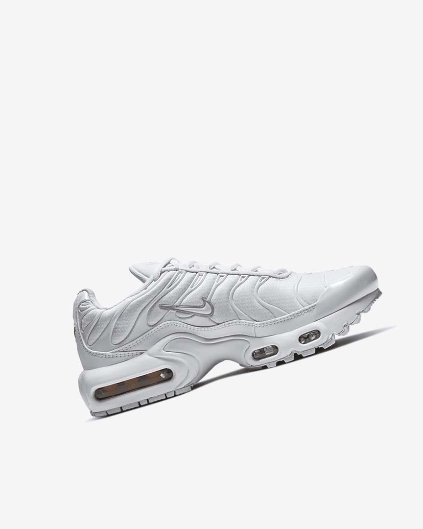 White / Metal Silver / White Girls' Nike Air Max Plus Sneakers | UK4715