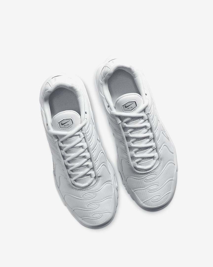 White / Metal Silver / White Girls' Nike Air Max Plus Sneakers | UK4715