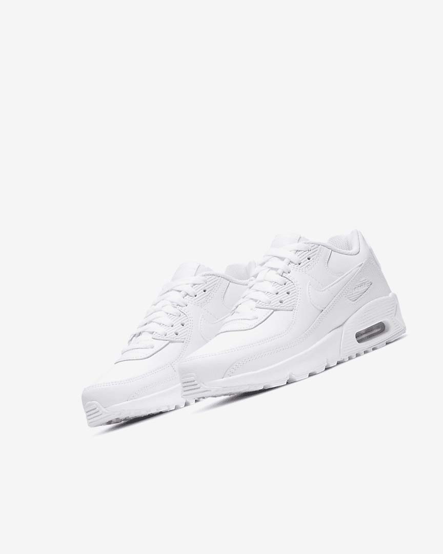 White / Metal Silver / White / White Boys' Nike Air Max 90 LTR Casual Shoes | UK2645