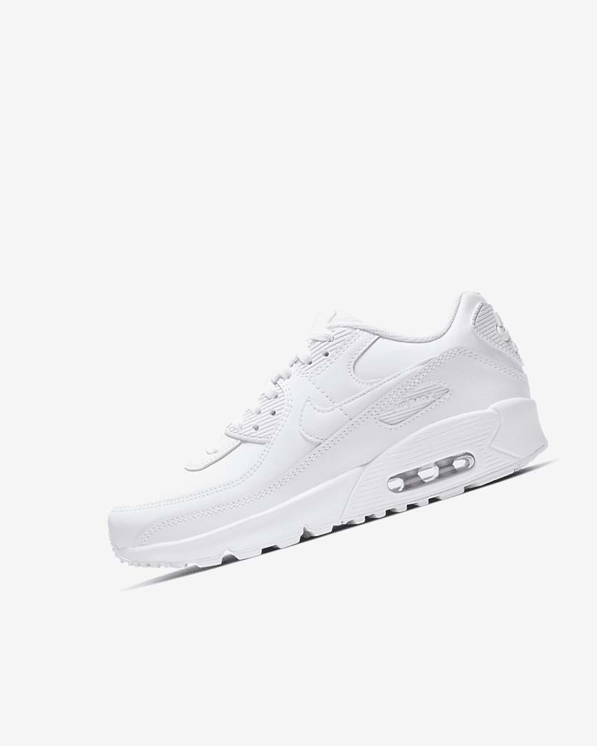 White / Metal Silver / White / White Boys\' Nike Air Max 90 LTR Casual Shoes | UK2645