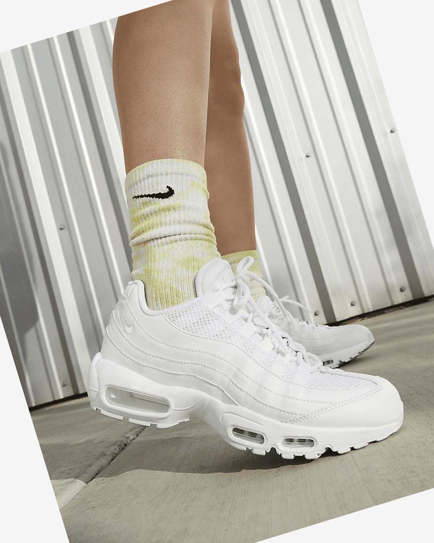 White / Metal Silver / White Women's Nike Air Max 95 Casual Shoes | UK5258