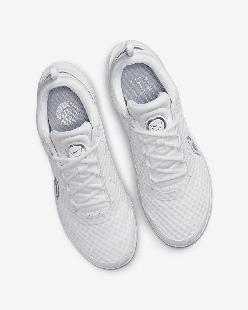 White / Metal Silver Women's Nike Court Zoom Pro Tennis Shoes | UK2872