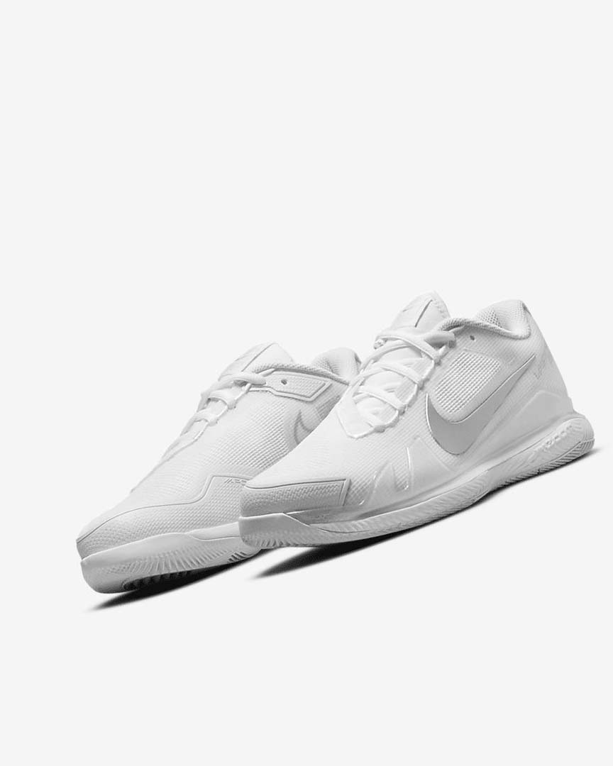 White / Metal Silver Women's Nike Court Air Zoom Vapor Pro Tennis Shoes | UK4737