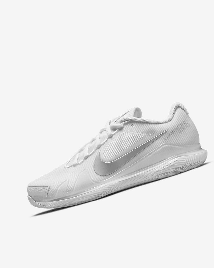 White / Metal Silver Women\'s Nike Court Air Zoom Vapor Pro Tennis Shoes | UK4737