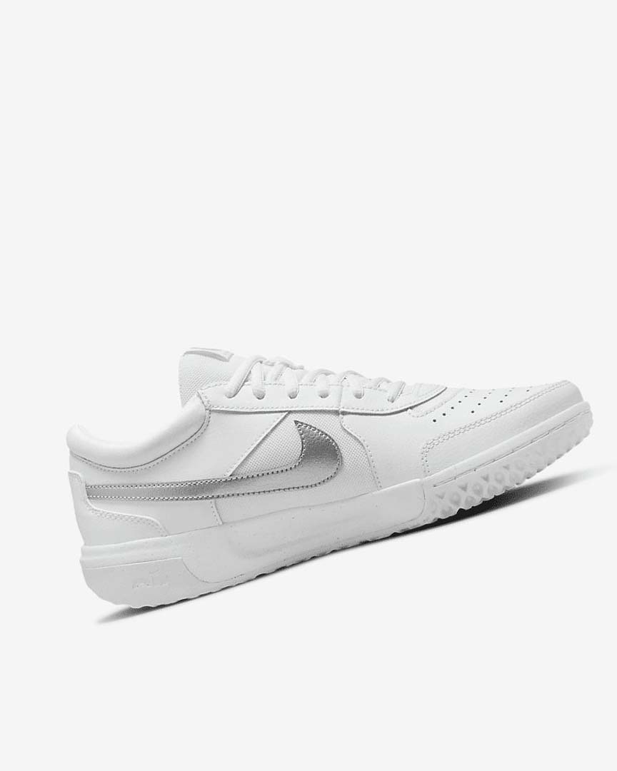 White / Metal Silver Women's Nike Court Zoom Lite 3 Tennis Shoes | UK4753