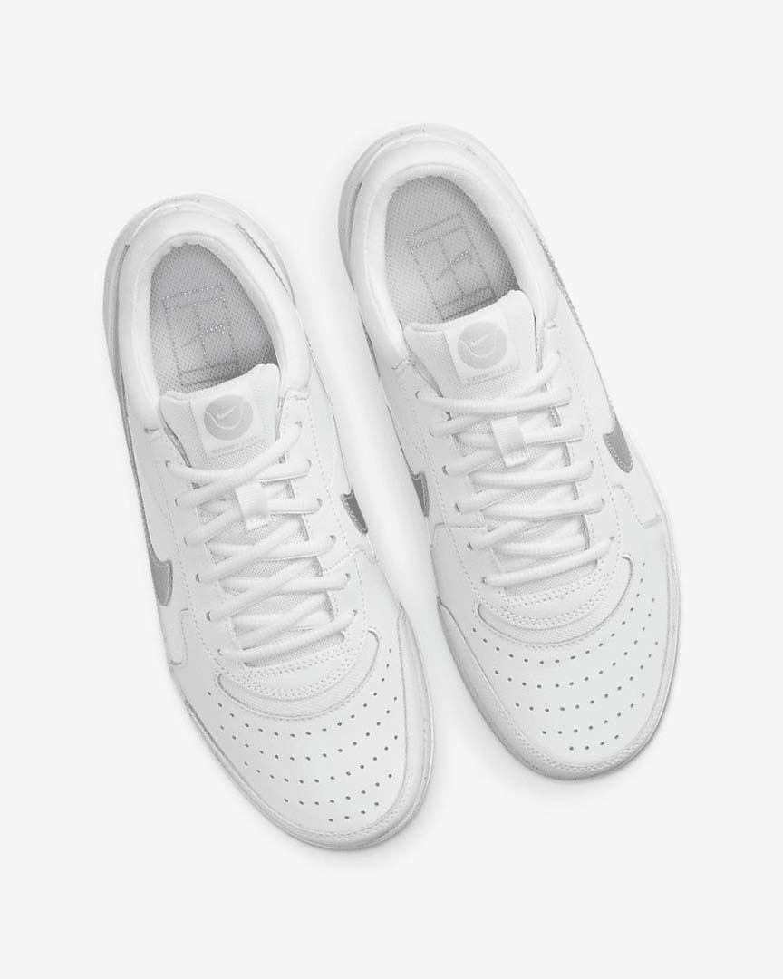 White / Metal Silver Women's Nike Court Zoom Lite 3 Tennis Shoes | UK4753