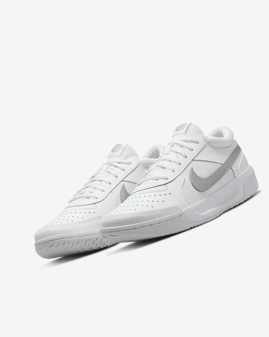 White / Metal Silver Women's Nike Court Zoom Lite 3 Tennis Shoes | UK4753