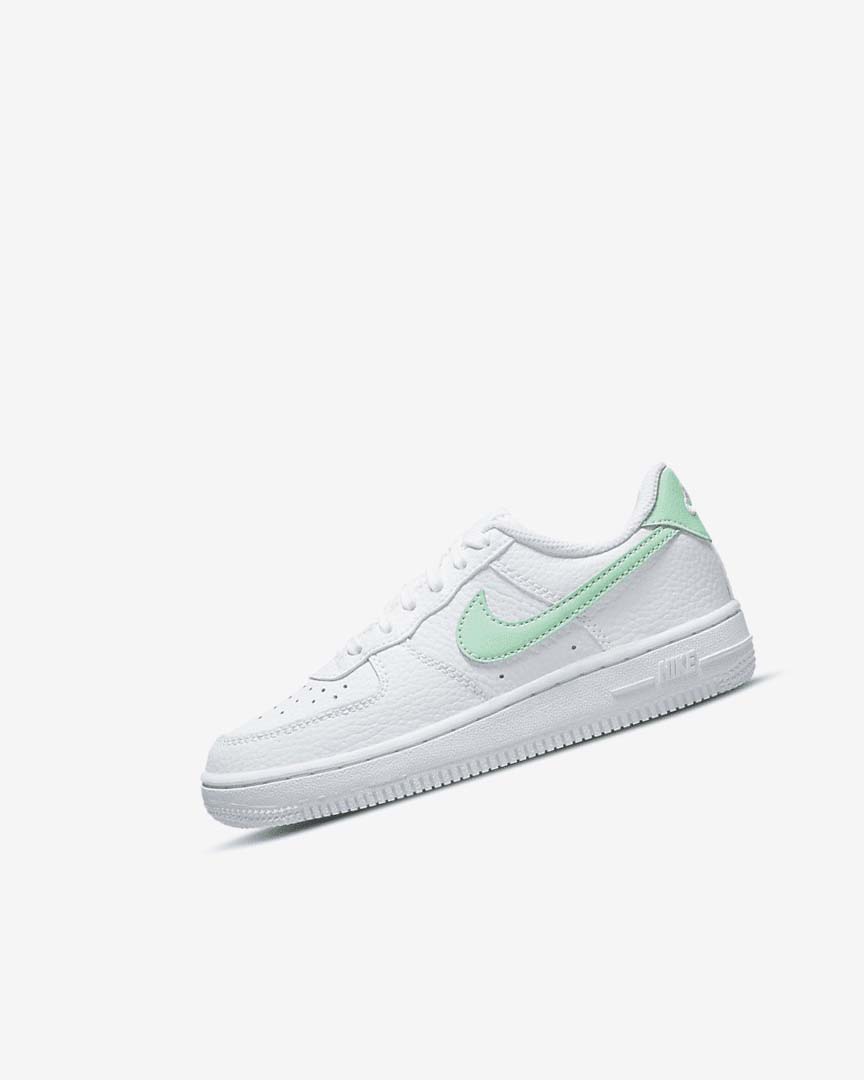 White / Mint Girls\' Nike Force 1 Shoes | UK5293