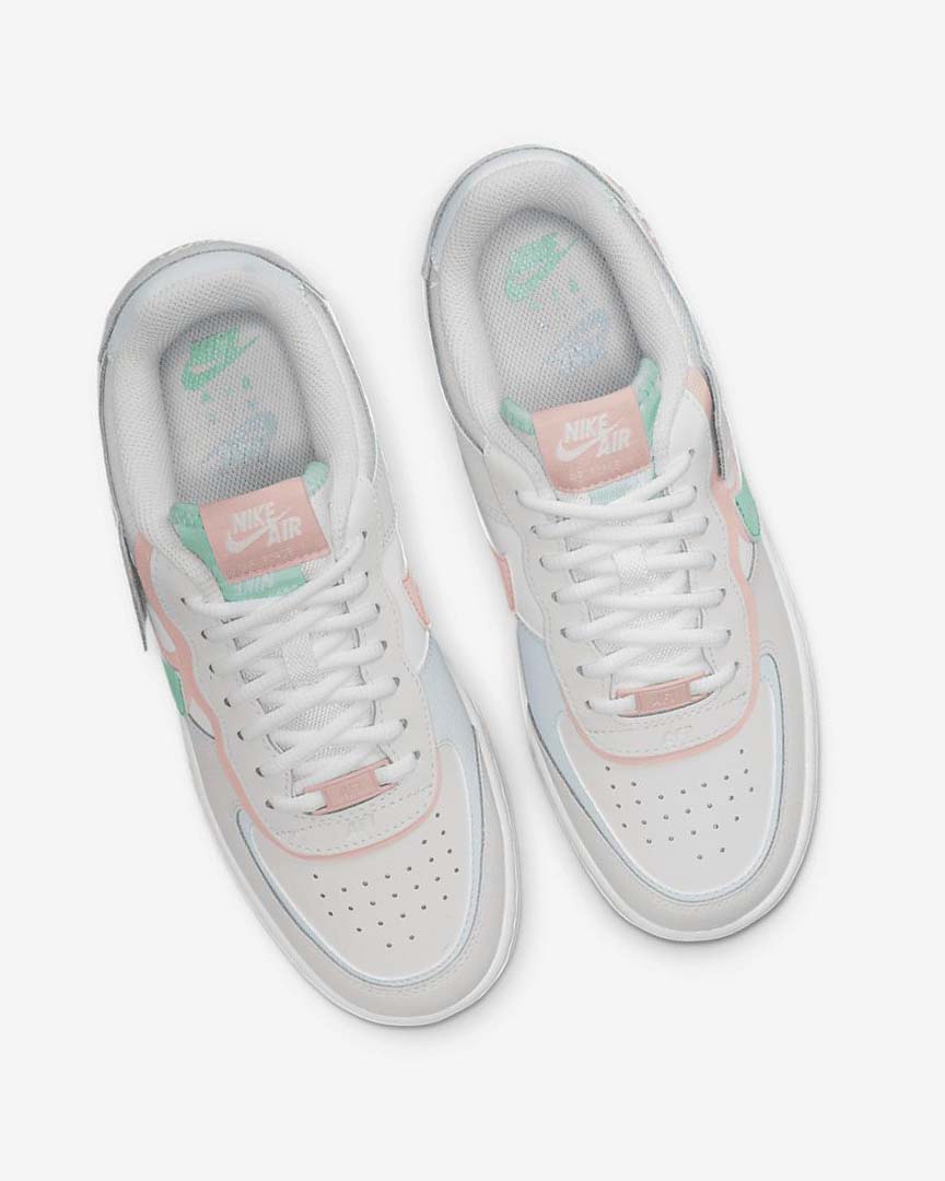 White / Mint / Grey Women's Nike Air Force 1 Shadow Sneakers | UK4859