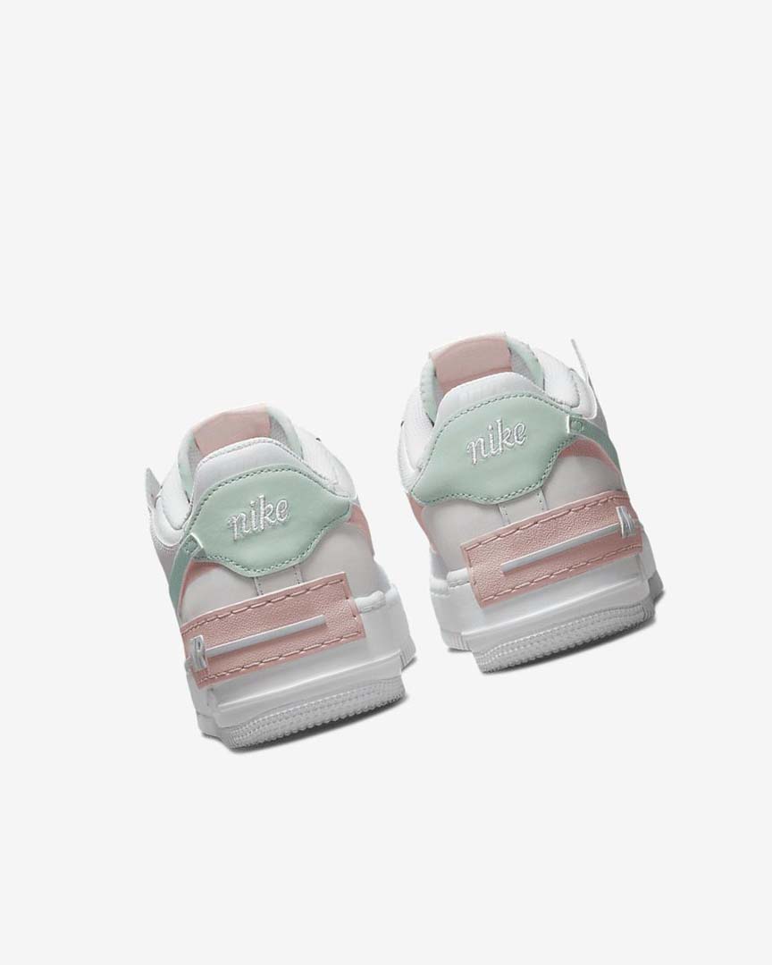 White / Mint / Grey Women's Nike Air Force 1 Shadow Sneakers | UK4859