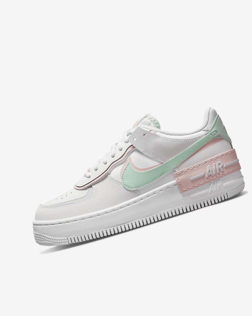 White / Mint / Grey Women\'s Nike Air Force 1 Shadow Sneakers | UK4859