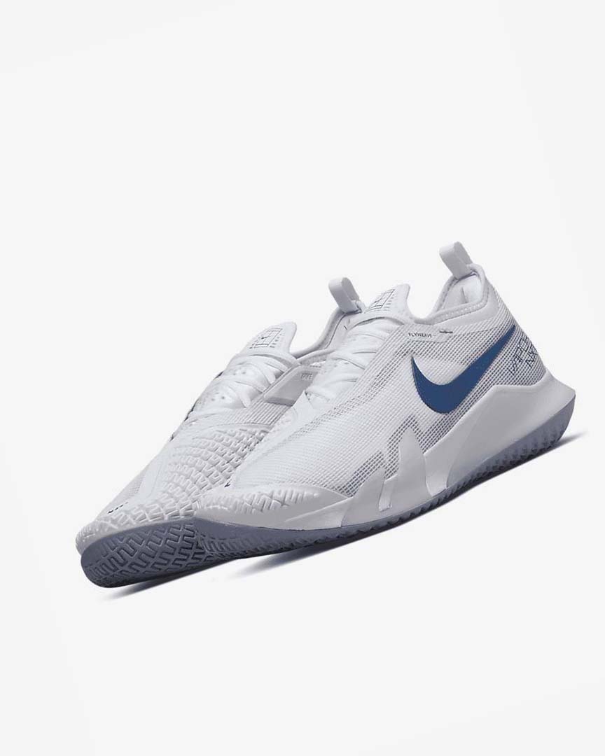 White / Navy Men's Nike Court React Vapor NXT Tennis Shoes | UK5244