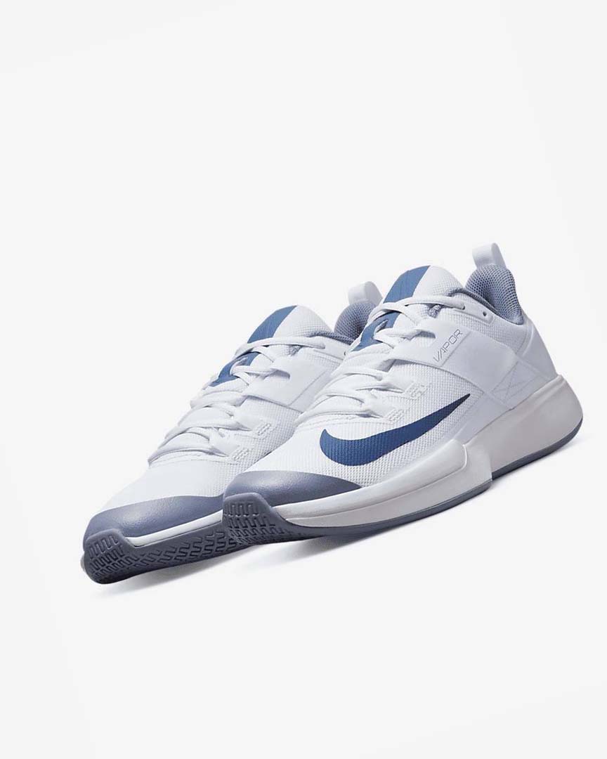 White / Navy Men's Nike Court Vapor Lite Tennis Shoes | UK2390