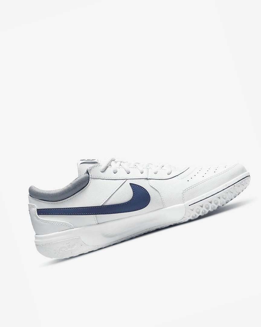 White / Navy Men's Nike Court Zoom Lite 3 Tennis Shoes | UK2295