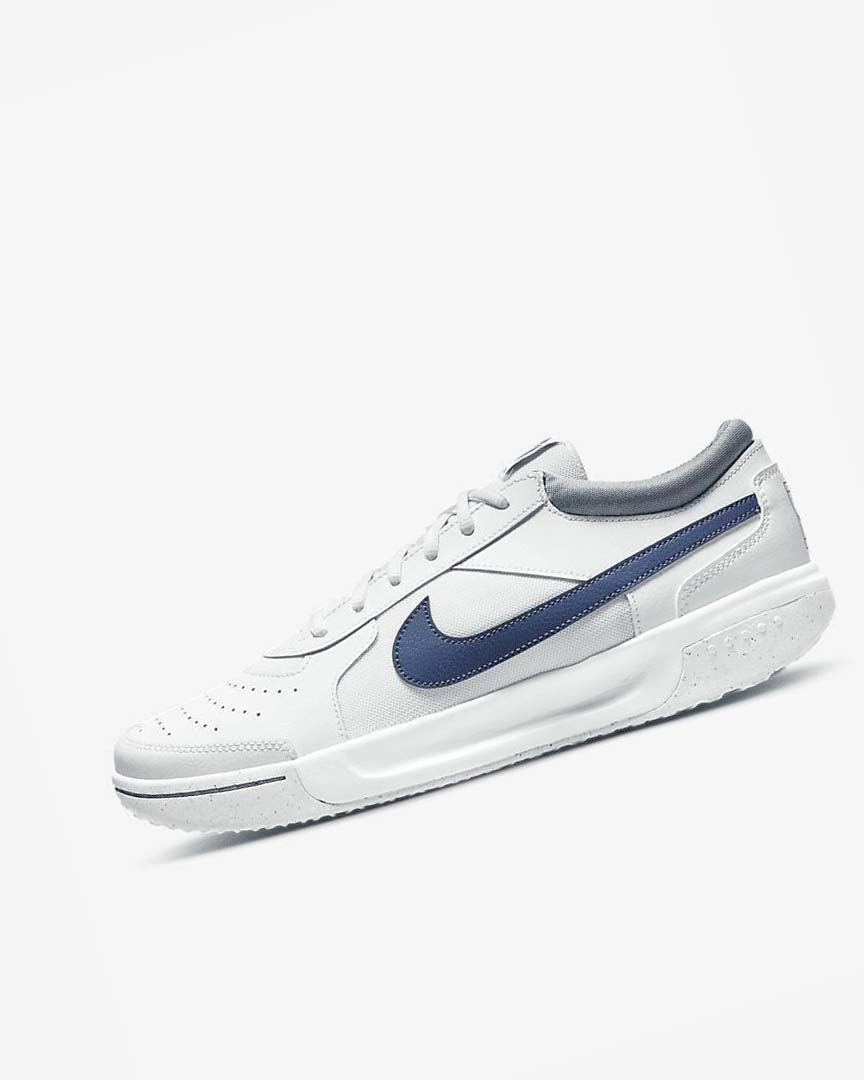 White / Navy Men\'s Nike Court Zoom Lite 3 Tennis Shoes | UK2295