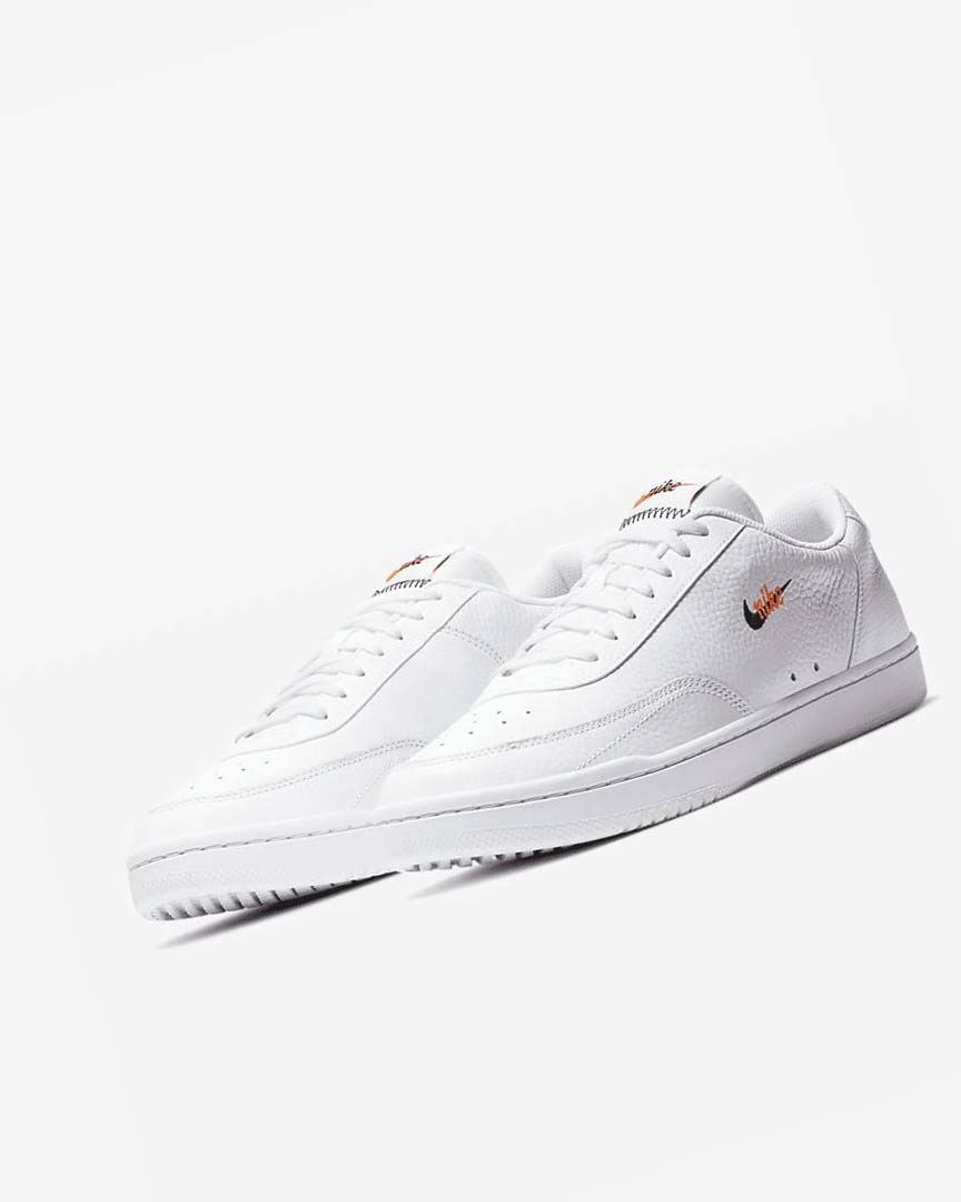 White / Orange / Black Men's Nike Court Vintage Premium Sneakers | UK3210