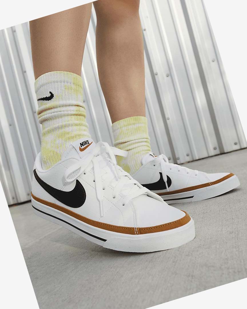 White / Orange / Black Women's Nike Court Legacy Next Nature Sneakers | UK5053