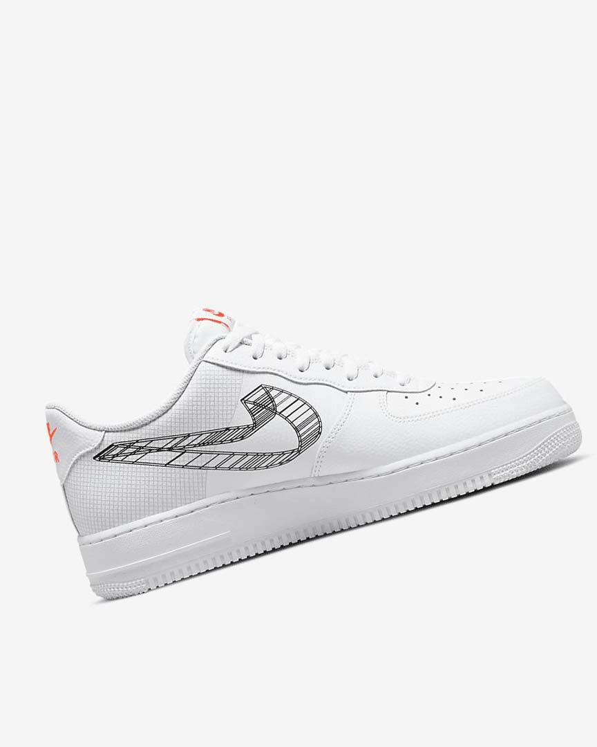 White / Orange / Platinum / Black Men's Nike Air Force 1 '07 Sneakers | UK4725