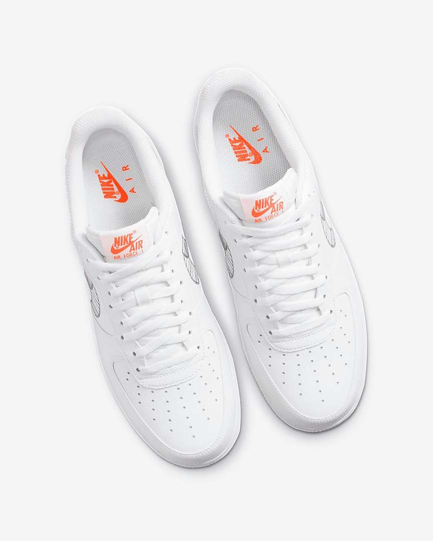 White / Orange / Platinum / Black Men's Nike Air Force 1 '07 Sneakers | UK4725