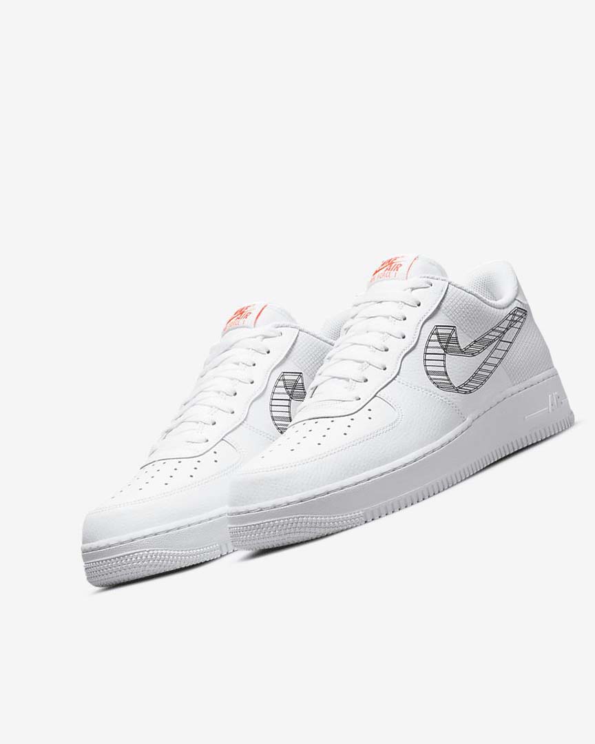 White / Orange / Platinum / Black Men's Nike Air Force 1 '07 Sneakers | UK4725