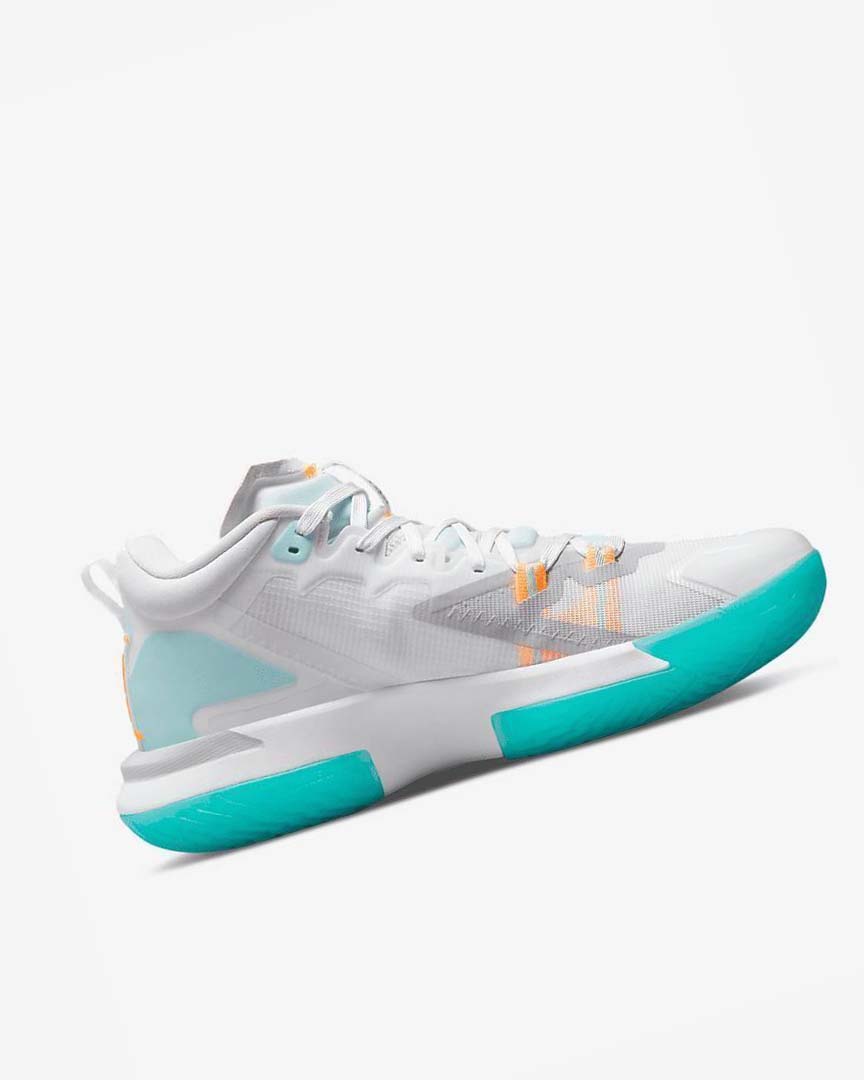 White / Orange / Turquoise Men's Nike Zion 1 Basketball Shoes | UK2683