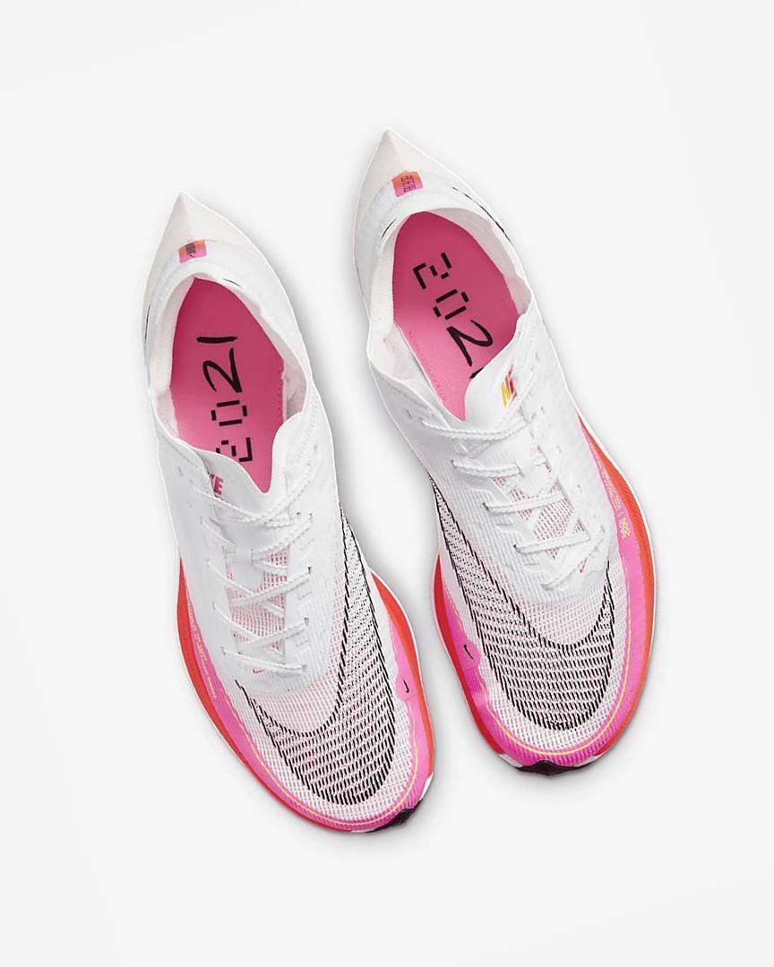 White / Pink / Black Men's Nike ZoomX Vaporfly Next% 2 Running Shoes | UK5287