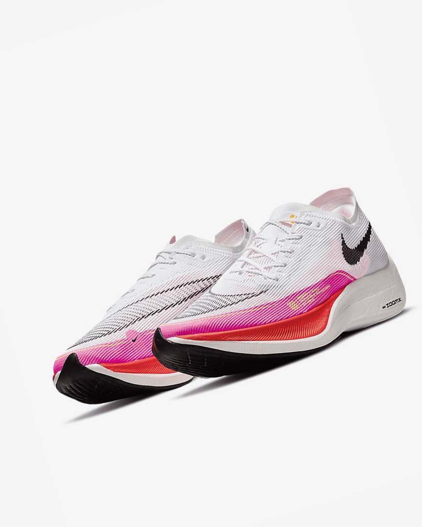 White / Pink / Black Men's Nike ZoomX Vaporfly Next% 2 Running Shoes | UK5287