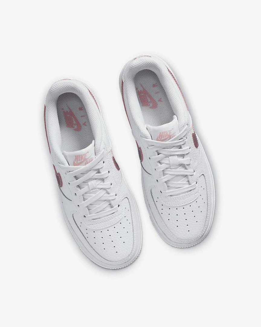 White / Pink Boys' Nike Air Force 1 Sneakers | UK4597